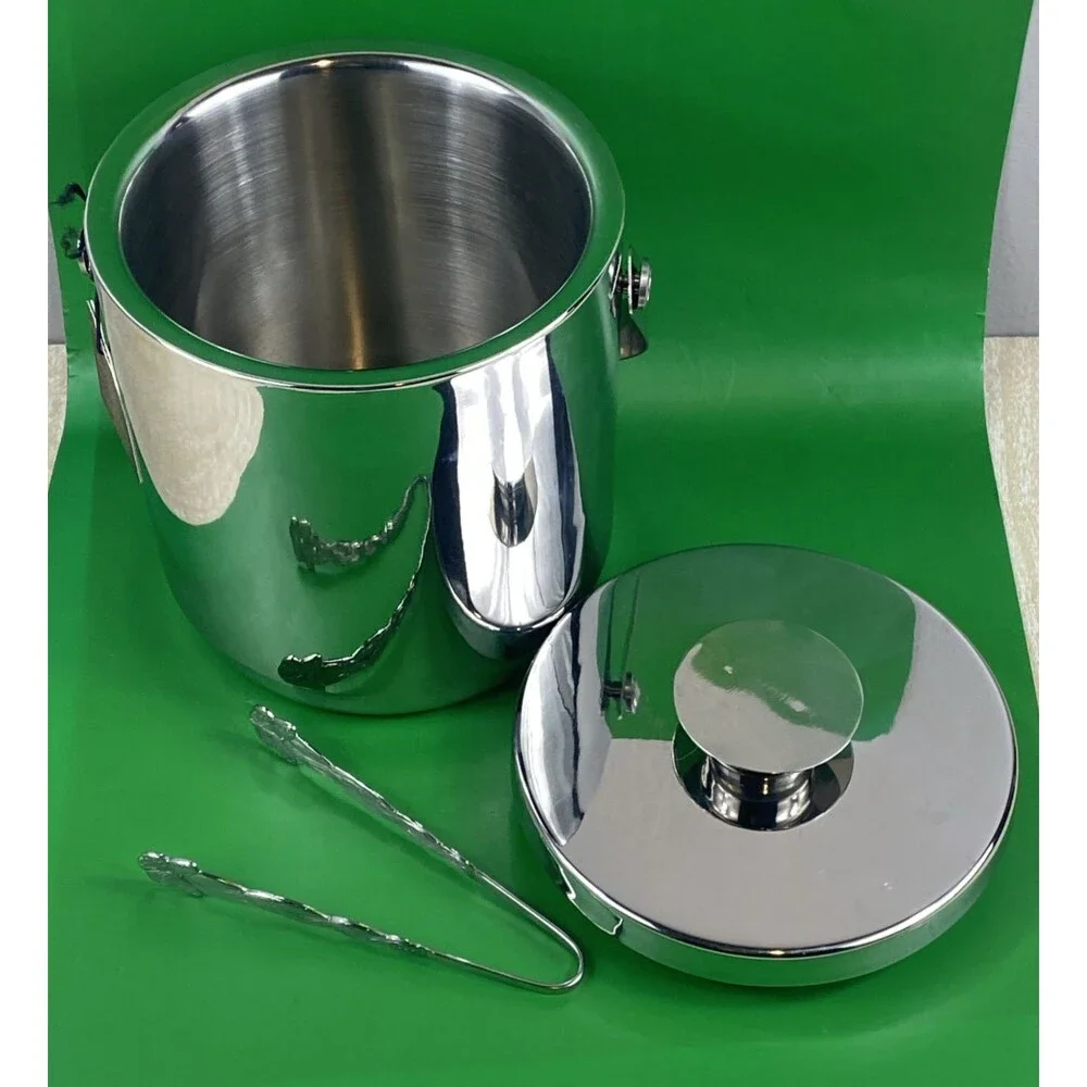 Barware Ice Bucket w/ Lid & Heavy Duty Butterfly Ice Tongs